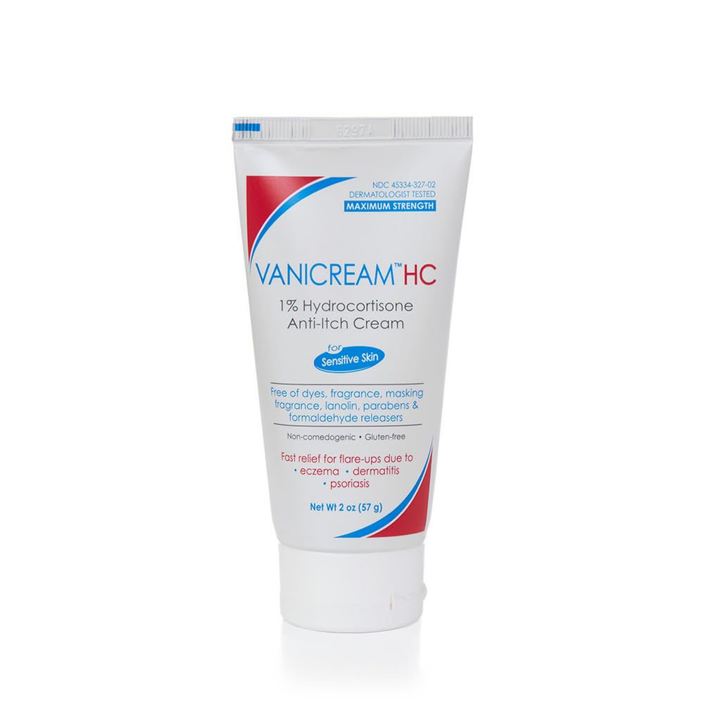 Vanicream 1% Hydrocortisone Crema Anti-Itch - 2 oz - Formula massima di resistenza OTC per pelle sensibile