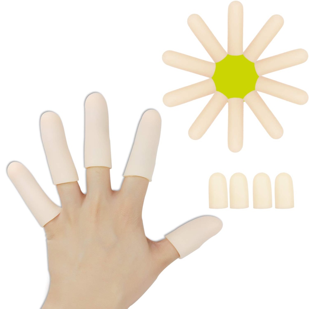 Gel Finger Cots, Finger Protector Support (14 PCS) NEU MATERIAL Finger Sleeves Groß für Trigger Finger, Hand Eczema, Finger Cracking, Finger Arthritis und mehr. (10pcs Long + 4pcs Short)