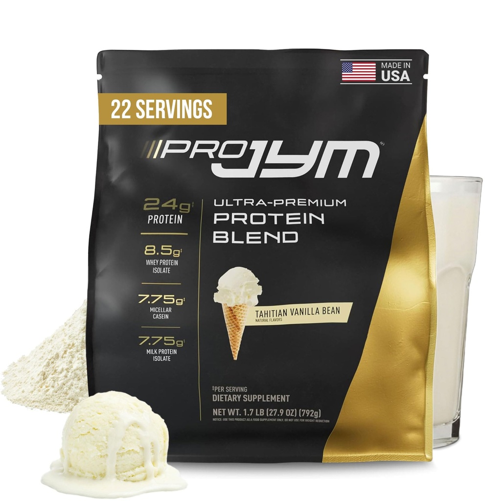 JYM Supplement Science Pro JYM Tahitian Vanilla Protein Powder - Isolati di proteine del siero, Caseina, & Proteine del latte, costruzione muscolare magra per uomini e donne, 22 Serve