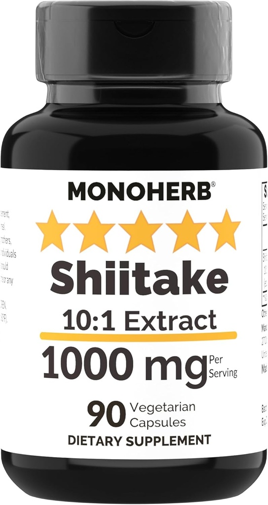 MONOHERB Shiitake Pilzextrakt 1000 mg - 90 Vegetarische Kapseln