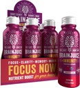 BrainJuice Brain und Immununterstützung Shot, Glutenfreie Ergänzung Shots für Energie, Fokus, Immunität mit Vitamin D, C B, Alpha GPC & Organic Ginger Root, Pomegranate Acai, 2,5 fl oz, 12 Pack