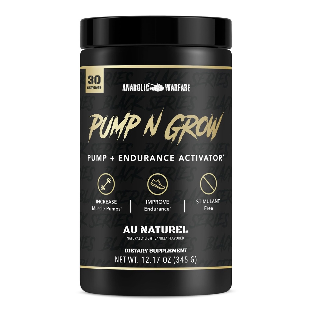 Pompe de guerre anabolique-N-Grow Supplément de pompe musculaire Caféine Préentraînement sans caféine avec L-Citrulline, L-Arginine, Beta-Alanine (Au Naturel – 30 portions)