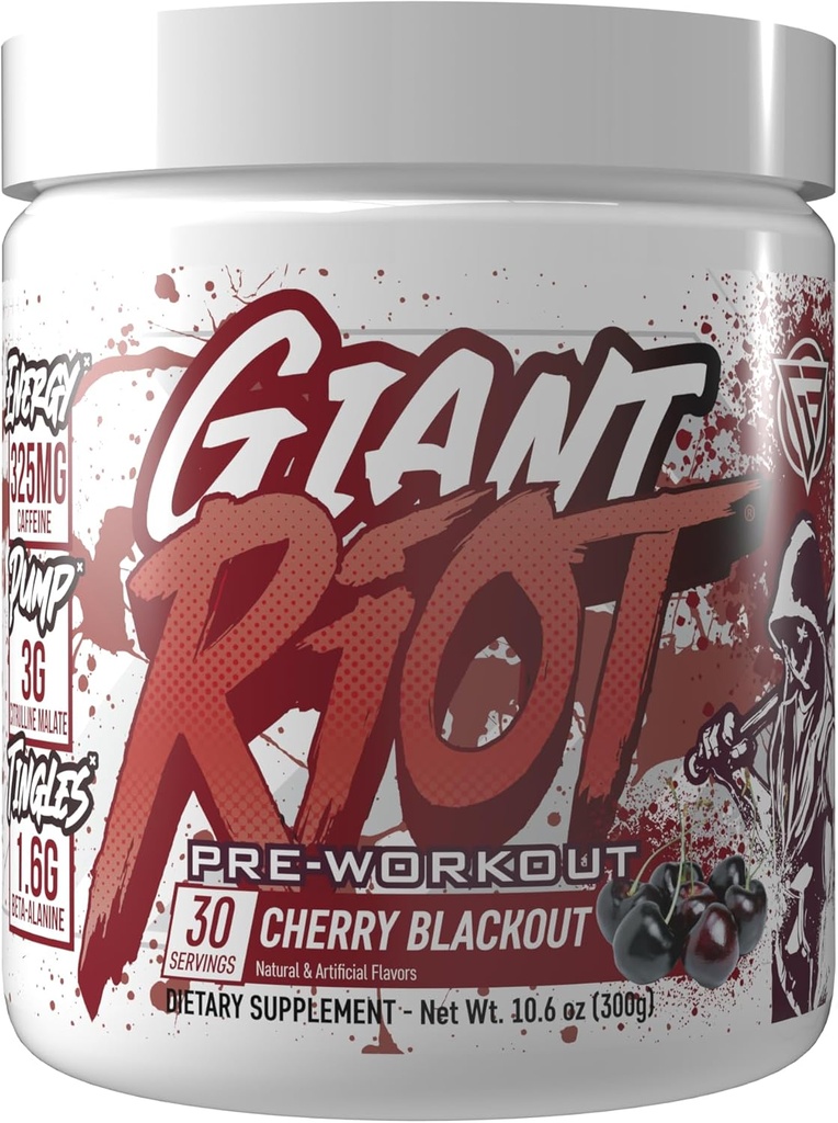 Polvere di pre-allenamento gigante di Riot (30 porzioni, blackout di ciliegia)