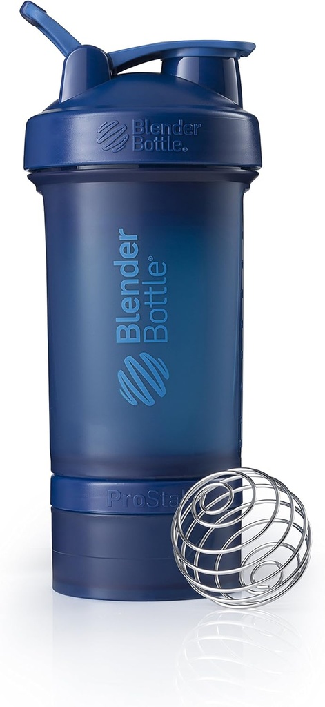 Bouteille de mélangeur de bulles avec organisateur de pilules et stockage pour ProStak en poudre de protéines, 22-Ounce, Marine
