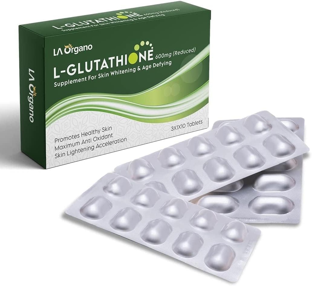 L Glutathione Tablets per pelle sana, brillantezza e raggiante per uomini e donne con vitamina C Confezione da 1 (30 compresse)