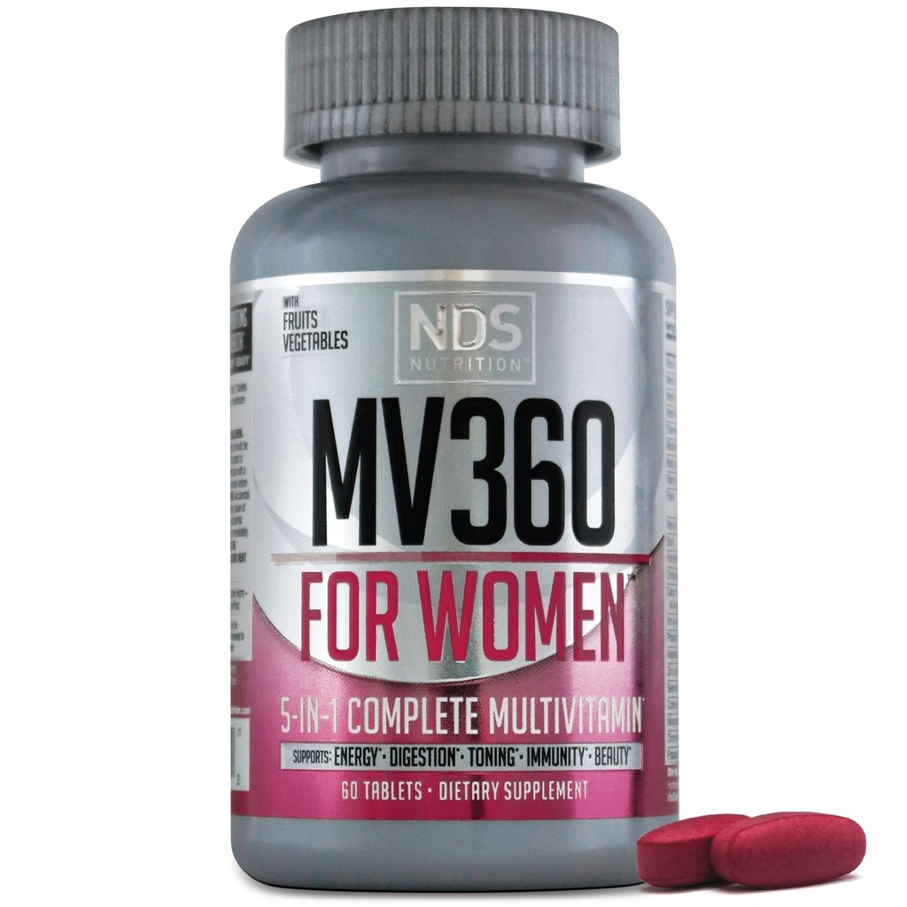 NDS Nutrition MV360 Pour les femmes, 5-en-1 Multivitamine complète pour les femmes avec les femmes essentielles Vitamines pour l'énergie, la digestion, le tonification, le soutien immunitaire, et les femmes