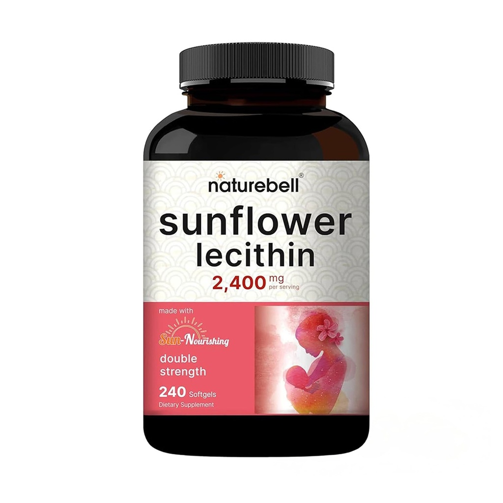 NatureBell Sunflower Lecithin 2.400mg, 240 Softgels | Infuso con olio di semi di girasole non OGM – Ricco di Phosphatidyl Choline – No Soy, No Gluten