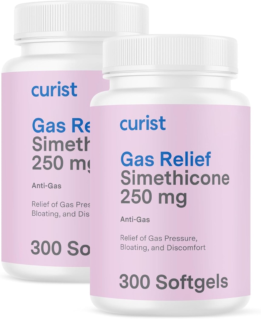Curist Gas Relief Simethicone 2 Pack - 250 mg Softgels (600 Count) Verdauungshilfe, Bloating Relief & Anti Flatulence Gas Pillen für Erwachsene hilft Gas und Bloating Relief (600 Softgels)