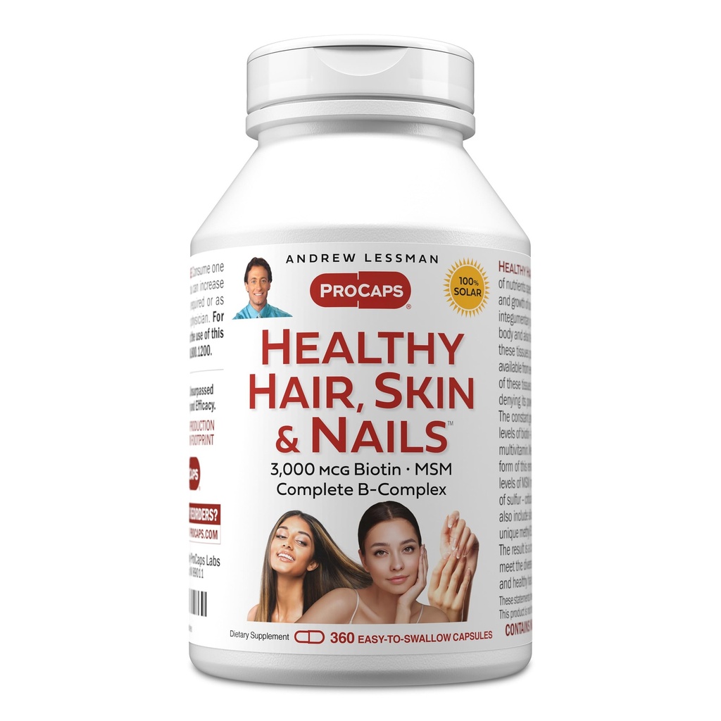 ANDREW LESSMAN Gesundes Haar, Haut und Nägel 360 Kapseln - 5000 mcg Hohe Bioaktivität Biotin, B-Komplex. Fördert schöne Haut, starke Nägel. Keine Zusatzstoffe Haarwachstum Vitamine Biotin Ergänzung