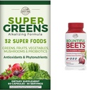 COUNTRY FARMS Super Greens Fruit Vegetable Probiotics Antioxidantien Phytonutrients Beet Root Nitric Oxide Zirkulation Immununterstützung Kapseln