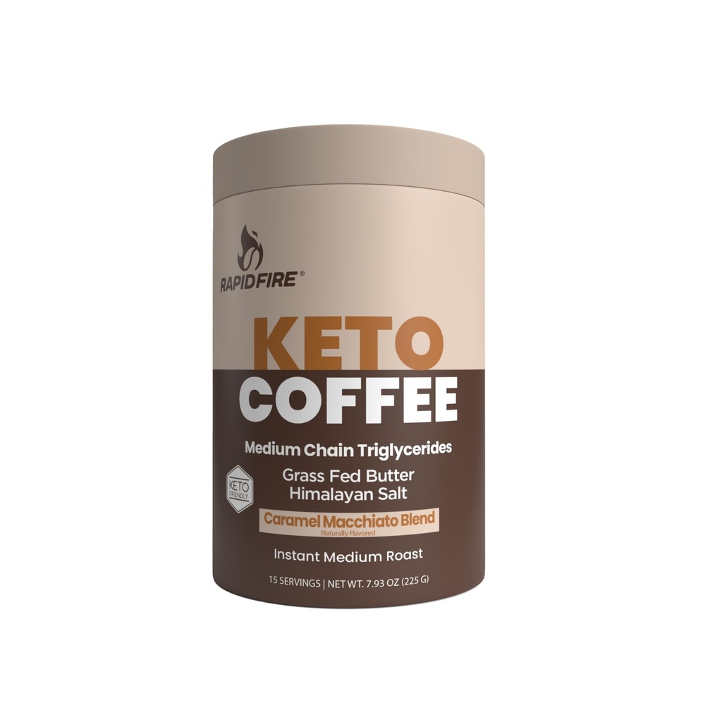 Schnellfeuer Keto Kaffee Instant Kaffee Mix, Caramel Macchiato Flavor, 7.93 Unze (255g), 15 Servierungen