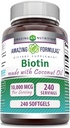 Stupefacente formula Biotina con Extra Vergine Organic Coconut Oil Supplemento | 10000 Mcg | Softgels | Non-GMO | Gluten-Free Made in USA (1 Pack, 240 Count)