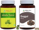 HERBAL HILLS Alfalfa compresse e Guggul Capsule Guggulu Confezione da 2 Combo