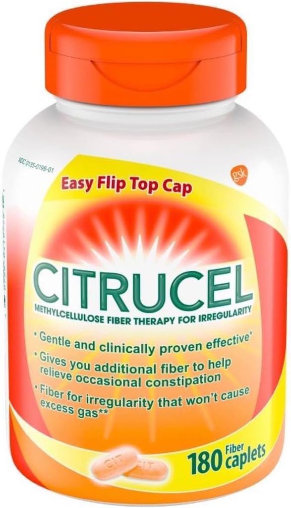 Citrucel Methylcellulose Fasertherapie für Regularität, Fiber Caplets, 180-Count Bottle