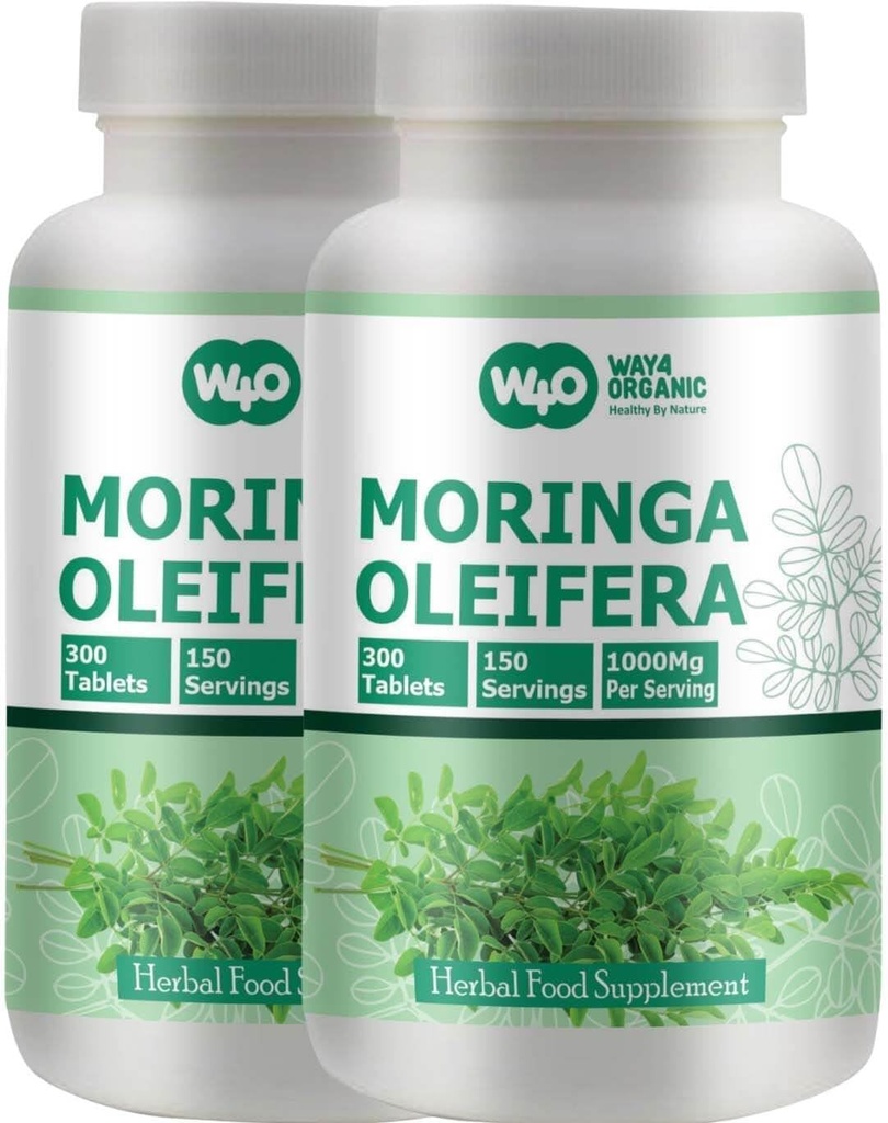 Moringa Blatt Pulver Kapseln (Tabellen) - 300 Tabletten, 150 Portionen, 1000 mg (2 Packung)