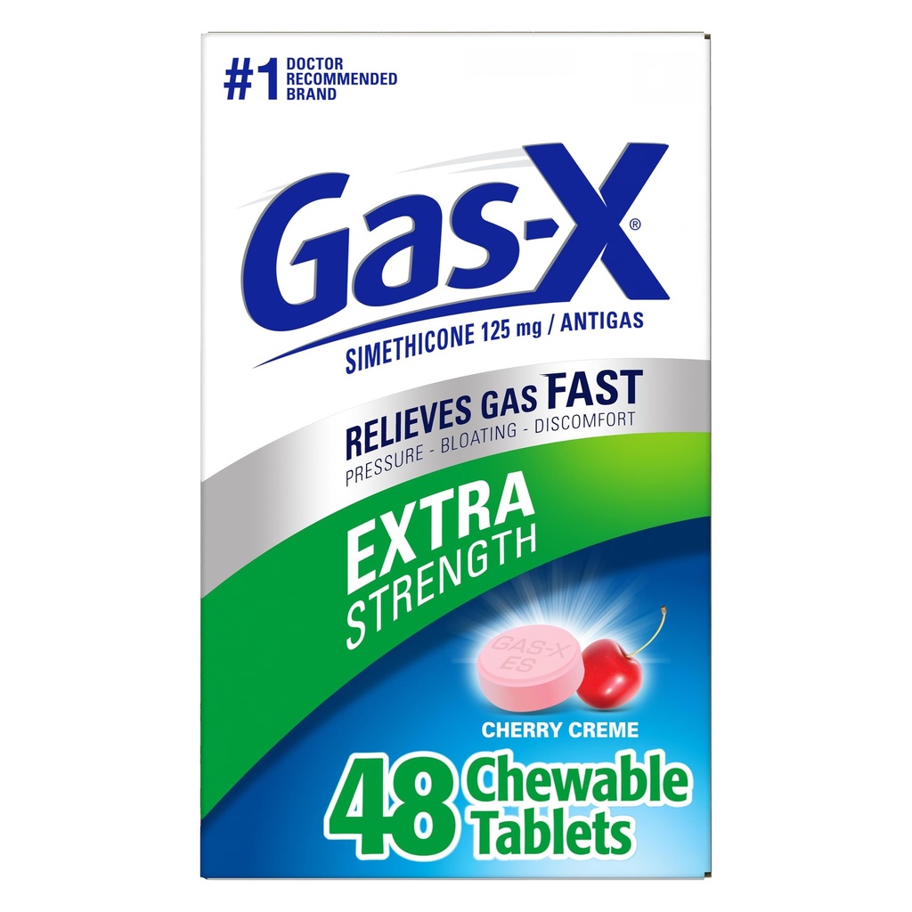 Comprimés de dégazage extra-X avec Siméthicone 125 mg, cerise - 48 Compte