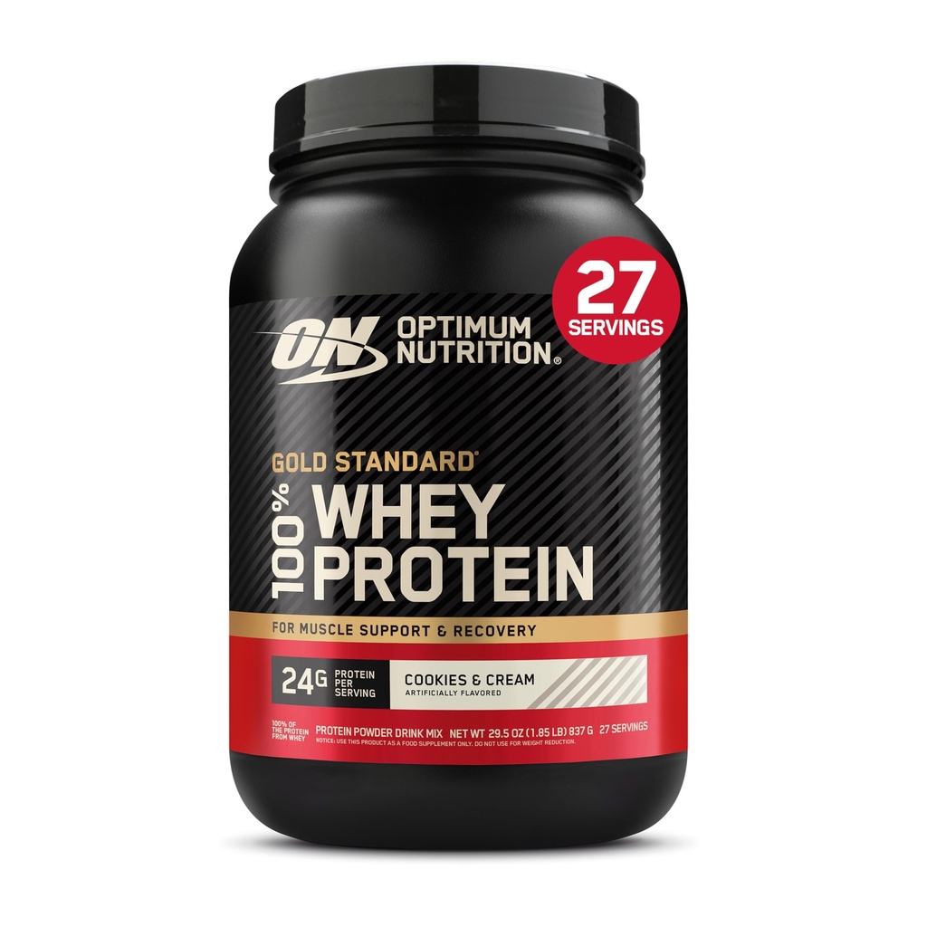 Optimum Nutrition Gold Standard 100% Whey Protéine Poudre, Cookies et Crème, 2 Pound (Emballage May Vary)