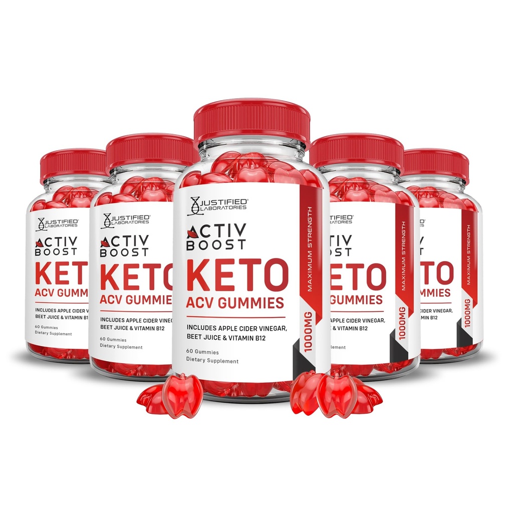 Laboratoires justifiés (5 Pack Activboost Keto Acv Gummies Advanced Formula 1000MG Active Boost Formulé avec Pomegranate Beet Juice Powder B12 Vegan Non OGM 300 Gummys
