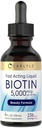Carlyle Biotin 5000mcg Liquid Drops | 4 fl oz | für Damen und Herren | Berry Flavor | Beauty Formula | Vegetarisch, Non-GMO & Gluten Kostenlose Ergänzung