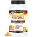 Kurkuma-Ergänzung mit Safran, Zimt und Kardamom Plus BioPerine Schwarz Pfeffer Extrakt für optimale Absorption, Natürliche Tumeric Curcumin Joint Support Supplement für Frauen und Männer, 60 Kapseln
