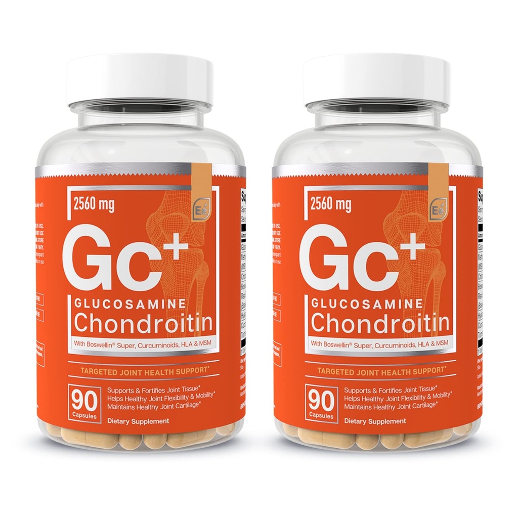 Elementi essenziali Glucosamina Condroitina MSM Boswellia Serrata Acido Ialuronico Integratore Congiunto Supporto Antiossidante Integratore per Flessibilità - 180 Capsule (2-Pack)