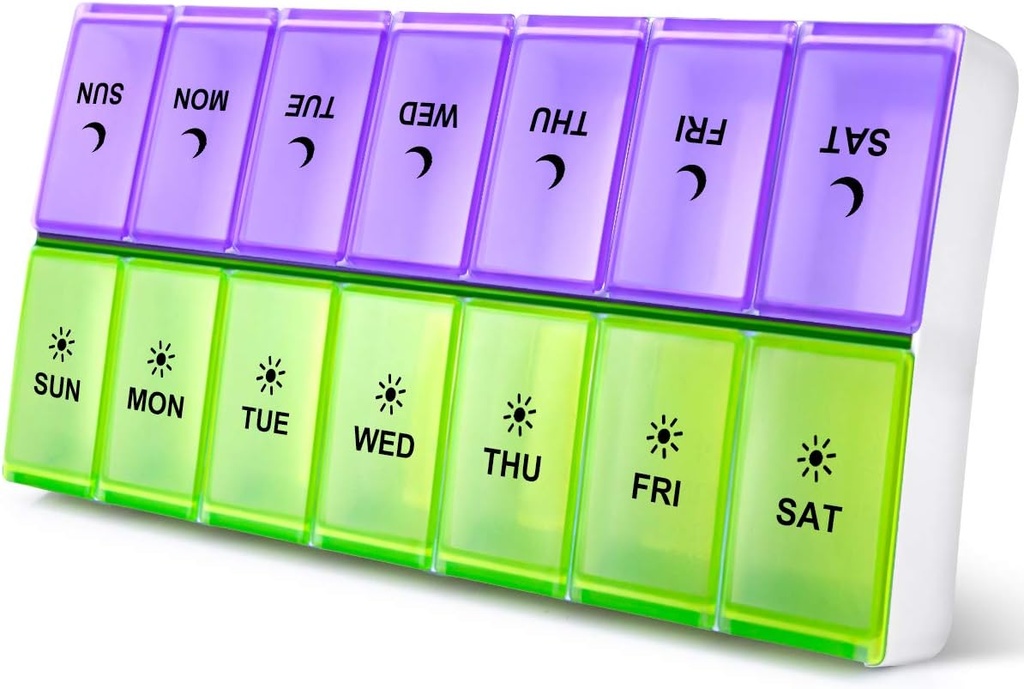 DANYING Extra Large Pill Organizer 2 fois par jour, XL Weekly Pill Box, AM PM Pill Case, Pill Container 7 jours, Vitamine Case deux fois par jour