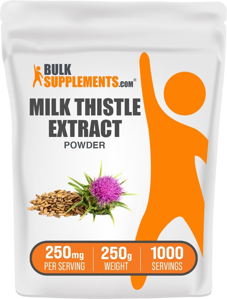 BulkSupplements.com Milchdistelextrakt Pulver - Kräuterergänzung, Milchdistelergänzung - Glutenfrei, 250mg pro Servierung, 250g (8.8 oz) (Pack von 1)