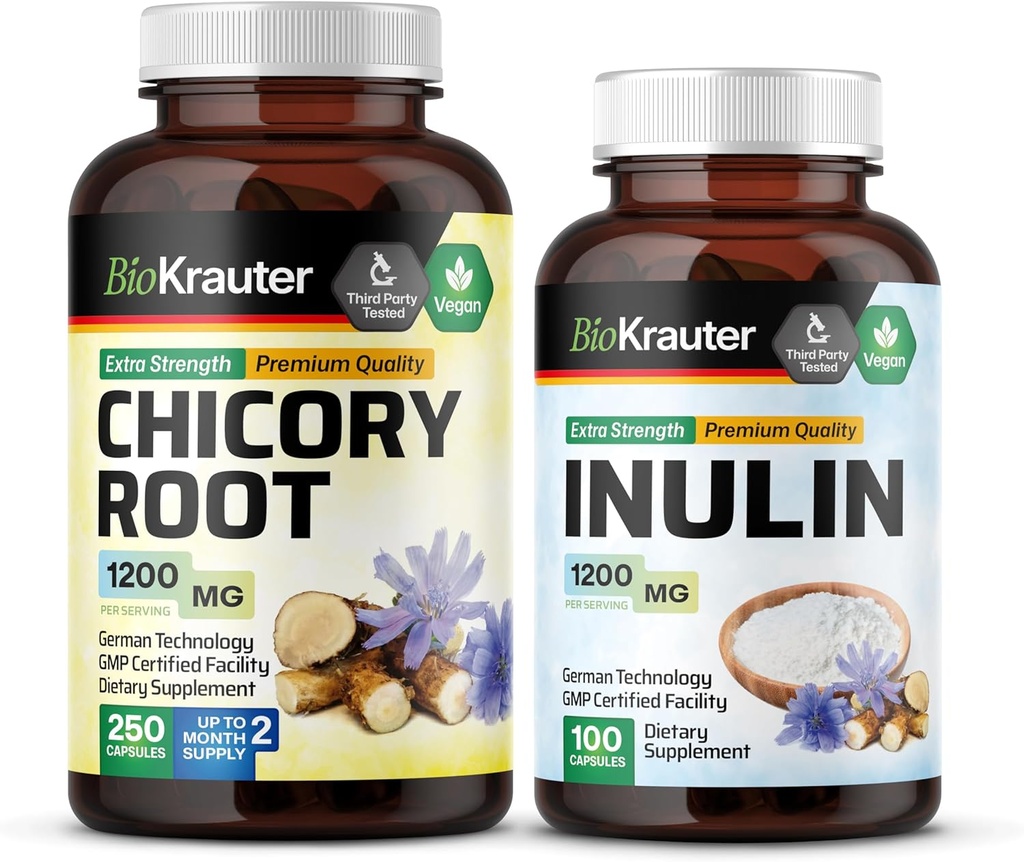 BIO KRAUTER Chicory Root 250 Kapseln & Inulin 100 Kapseln