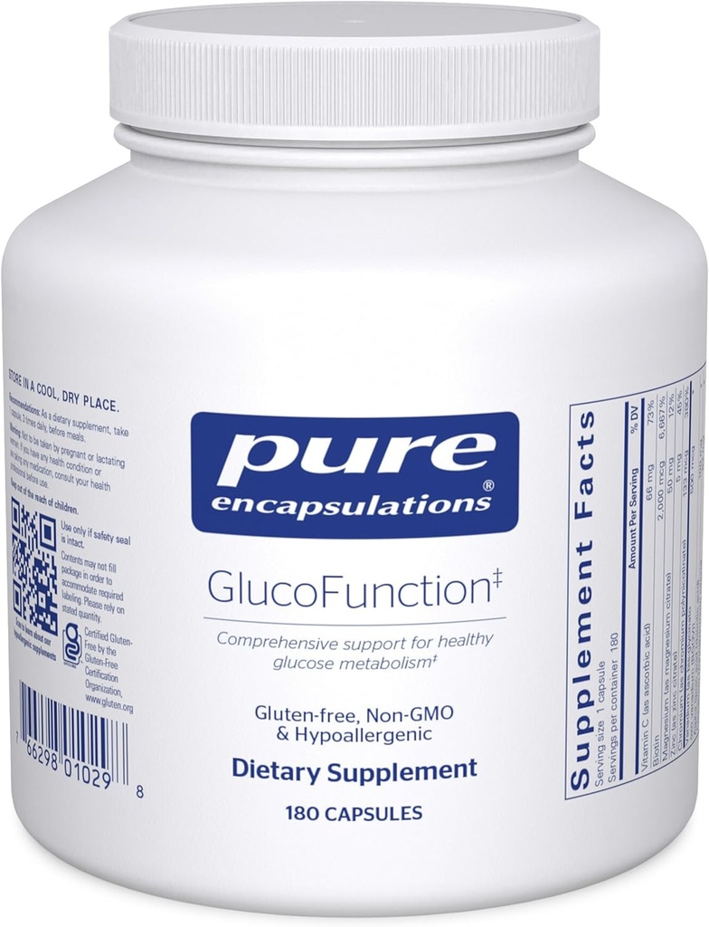 Reine Kapseln GlucoFunction | Umfassende Unterstützung für gesunde Kohlenhydrat-Mebolismus | 180 Kapseln