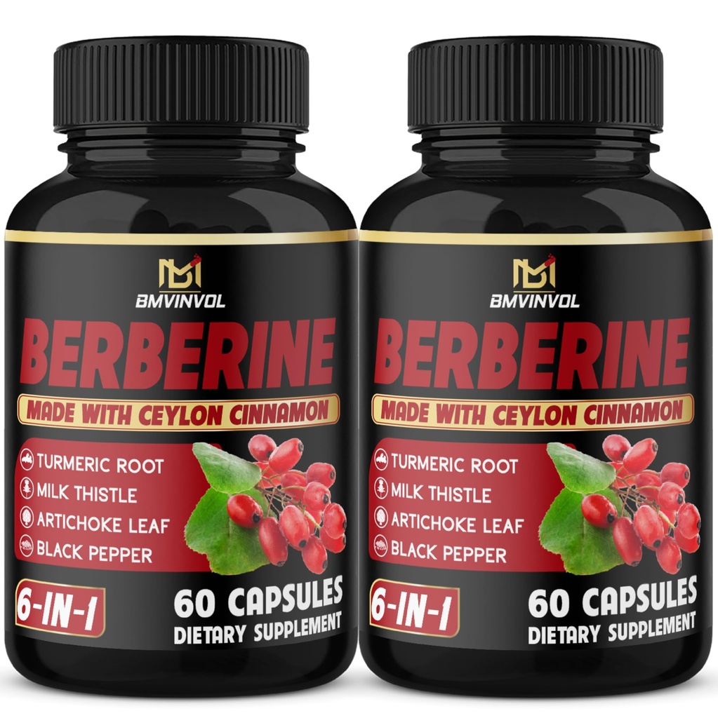 (2 Pacchetti) Berberine Supplemento Plus Ceylon Cinnamon, Turmerico, Artichoke, Latte Thistle, Pepe Nero - 120 capsule - 4 mesi di fornitura