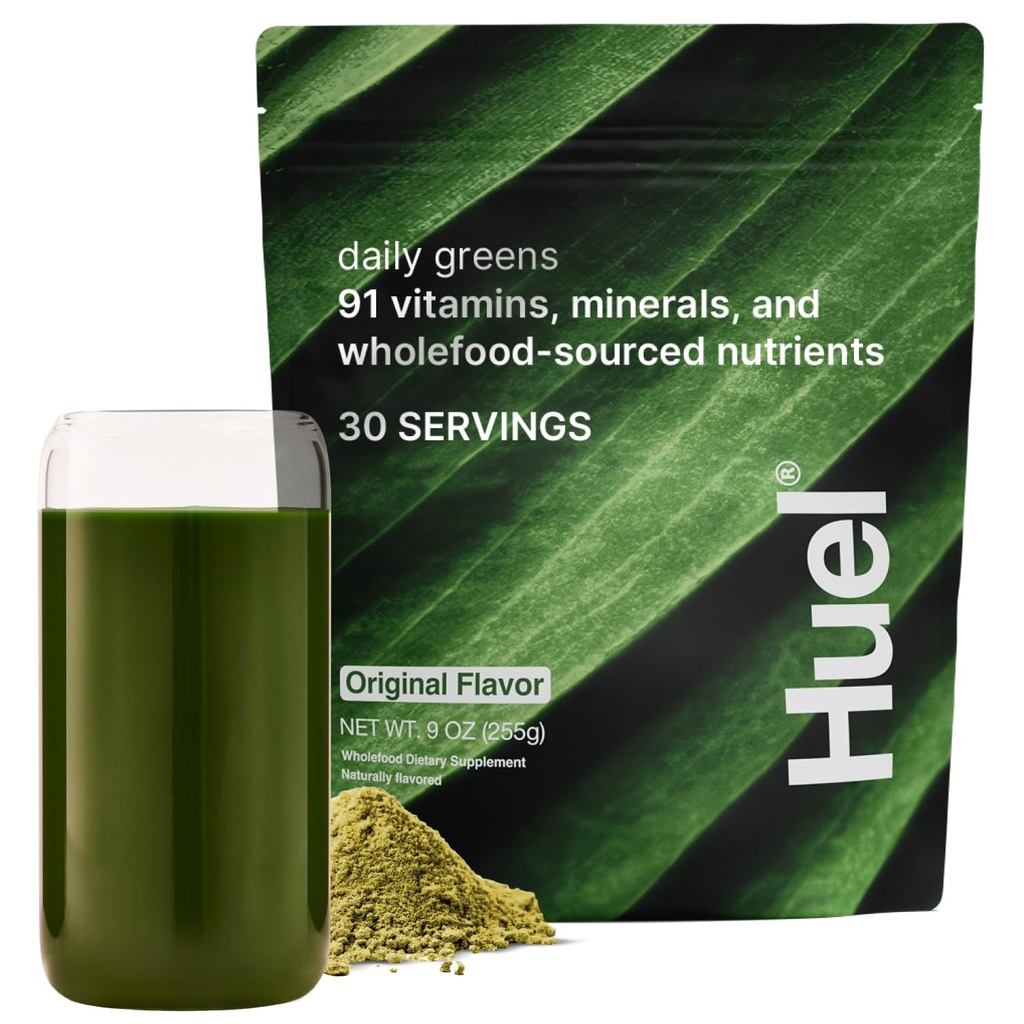 Huel Daily Greens | Superfood Greens Pulver | 91 Vitamine, Mineralien und Wholefood-Zutaten | Adaptogene, Antioxidantien, gut-freundliche Probiotika | 30 Portionen