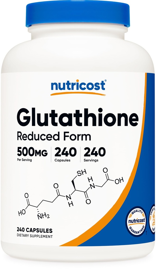 Nutricost Glutathione Kapseln 500mg, 240 Kapseln - Glutenfrei, Non-GMO