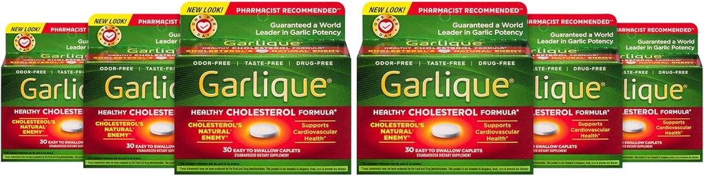 Garlique Healthy Cholesterol Formel mit 5000 mcg Allicin, 60 Enteric Coated Caplets (Pack von 6)