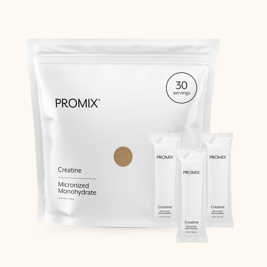 ProMix Nutrition Creatine Monohydrate Travel Packs, 5g mikronisierte Clean Creatine für Männer und Frauen, unterstützt Muskelwachstum und Erholung, Vegan - 30 Servierungen