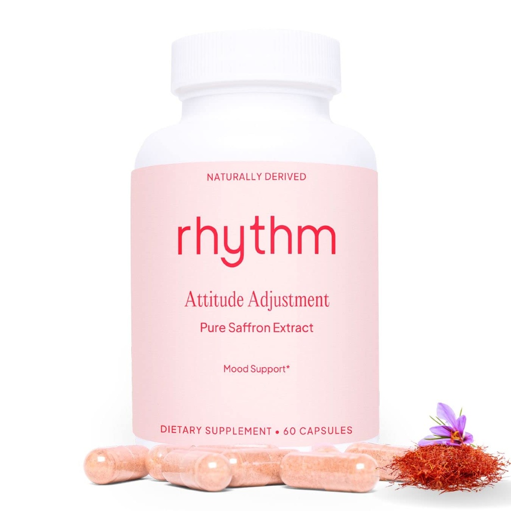 Pure Saffron Extract rythmic's Attitude Adjustment (Ajustement de l'attitude du rythme) Supplément de support PMS quotidien des femmes 60 capsules