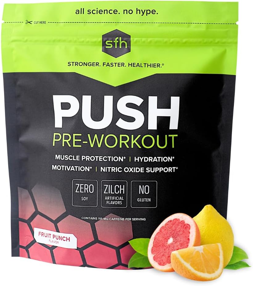 SFH Spingere la polvere pre-allenamento (freno) BCAAs per la riparazione del muscolo | Elettroliti | Non-Dairy, Nessun aroma artificiale, colori, zucchero, soia, glutine o OGM (Bag)