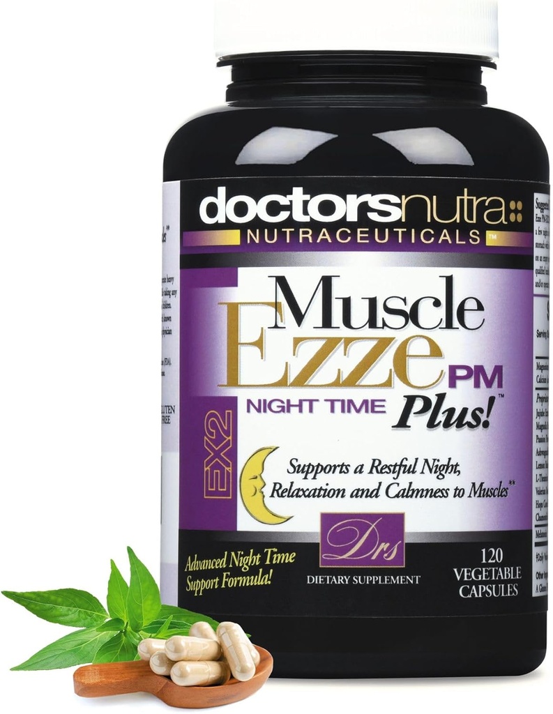 Doctors Nutra Muscle Ezze PM Plus - 3000mg - Relaxant avec du glycine de magnésium - Sans gluten – 120 Capsules