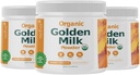 Polvere di latte d'oro organica con vitamine D3 & K2, curcuma, zenzero, curcumina, cannella, KSM66 Ashwagandha, basilico santo e prebiotici naturali– Delizioso tè erborico non zuccherato - 3 confezione