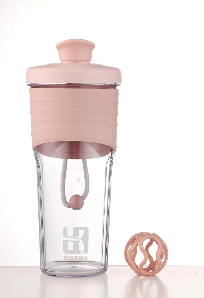 Bottiglia di Shaker di 2a generazione per proteine con sfera di miscelazione - Perfetto per allenamenti e uso esterno, Shaker proteico di 24 once con misura chiara (Pink)
