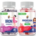 Magnesiumgummis 500mg & Eisengummis für Erwachsene - Eisen Vitamine mit Vitamin C