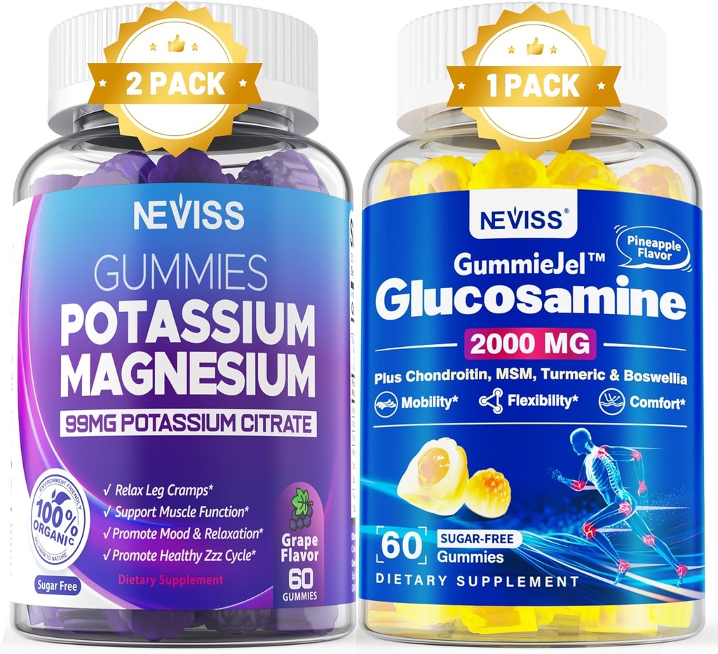 2Pack Kalium Magnesium Gummi + 1Pack Glucosamin Gefüllte Gummis