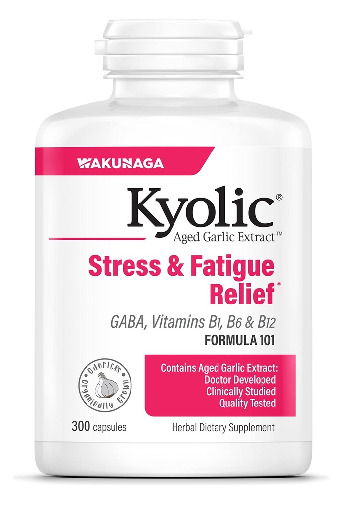 Kyolic Aged Knoblauch Extrakt Formel 101, Stress und Fatigue Relief, 300 Kapseln.