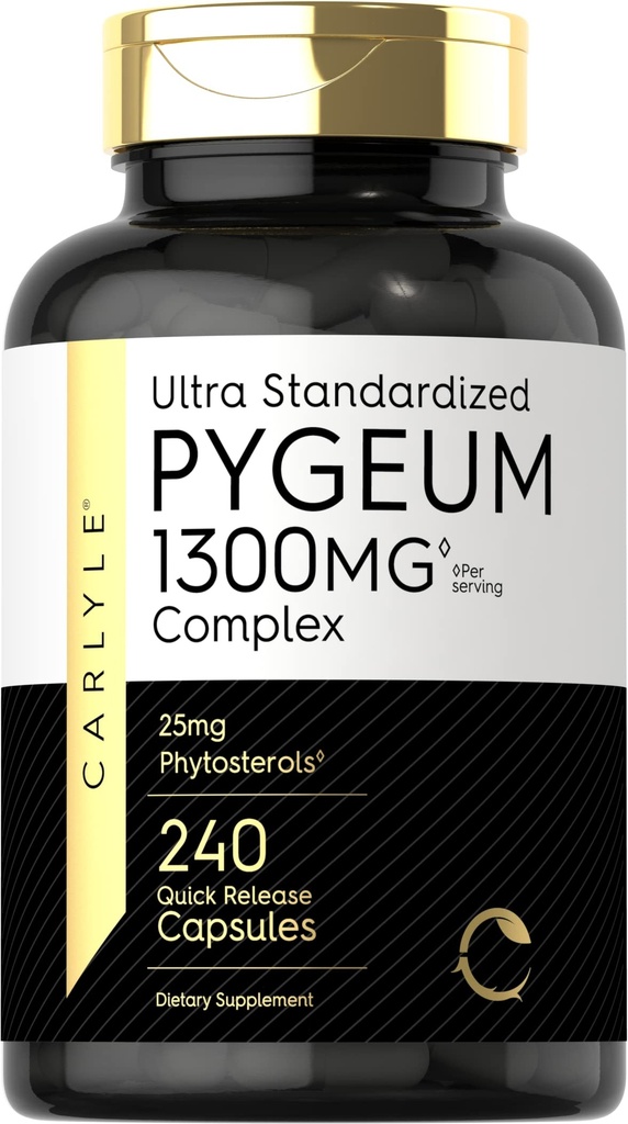 Carlyle Pygeum Supplement | 240 Capsules | Non-GMO, Gluten Free | Africanum Bark Extract Supplement