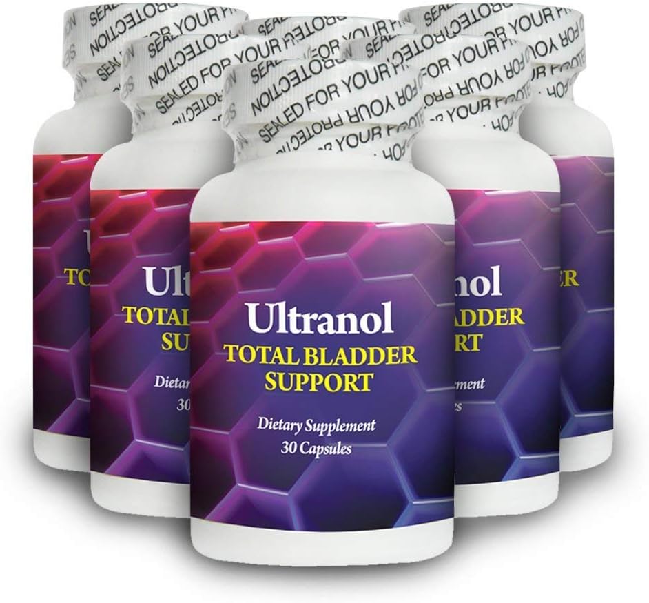 Ultranol Total Bladder Support - Supplément naturel de canneberge pour la santé urinaire, contrôle de la vésicule excessive, incontinence - réduit les fuites et l'urgence - 6 bouteilles - 180 capsules