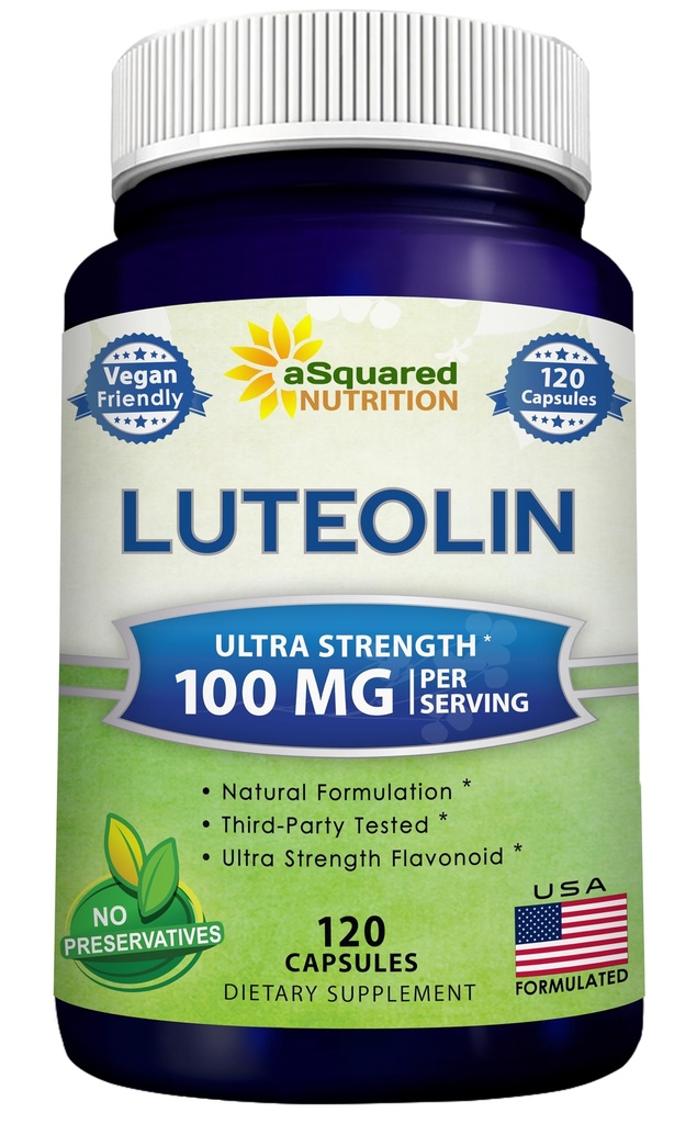Luteolin 100mg - 120 Capsule - Integratore Luteolin & Pillole Complesso di Polvere comunemente prese con Quercetina - Supporta la salute del cervello e della memoria