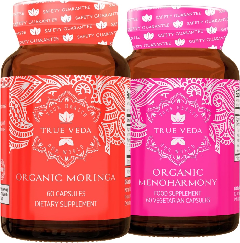 True Veda Support Bundle USDA Organic | Multi-Award-Winning | Organic Moringa | Organic MenoHarmony Capsule