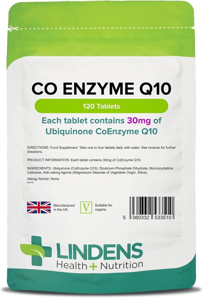 Coenzyme Q10 30mg (Co-Q10) 120 comprimés par Lindens