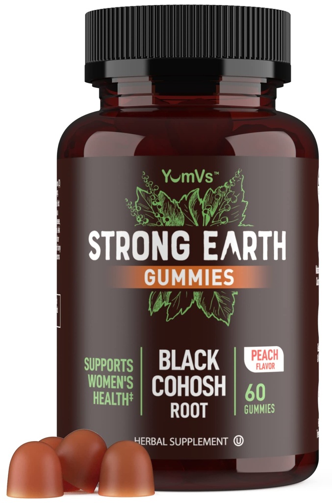 Black Cohosh Gummies pour le soulagement de la ménopause, les éclairs chauds et les sueurs de nuit.