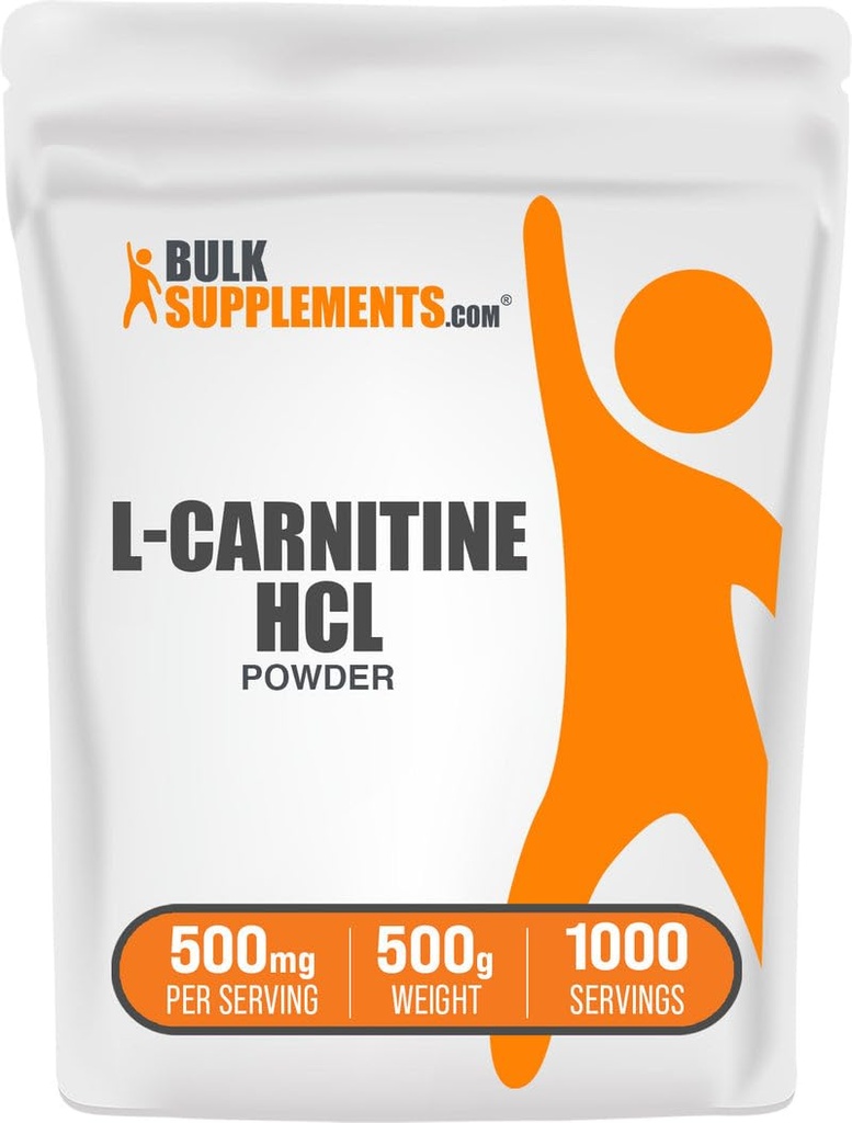 BulkSupplements.com L-Carnitina HCl Polvere - Carnitina Supplemento, Carnitina Polvere, L-Carnitina 500mg - Non aromaed & Gluten Free, 500mg per Serving, 500g (1.1 lbs) (Pacchetto di 1)