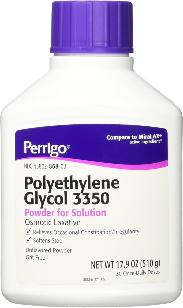 Perrigo Polyethylen Glycol 3350 17.9 Oz (510gm) Pulver (Compare to Miralax)